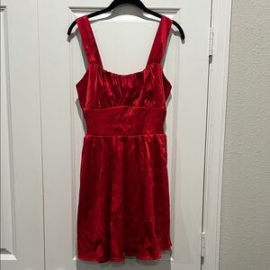 Francesca’s Red Satin Sleeveless Mini Dress